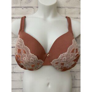 Cacique Lightly Lined Full Coverage Bra plus Size 44DD Orange Rust Lace‎ Trim